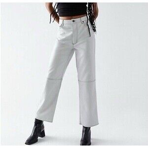 We The Free The It Factor Vegan Leather Pants Gray Straight Leg Women's Size 12